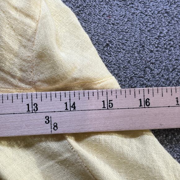 Flax Pants Womens Large Yellow Linen Wide Leg High Rise‎ Lightweight Casual Boho - Picture 11 of 13